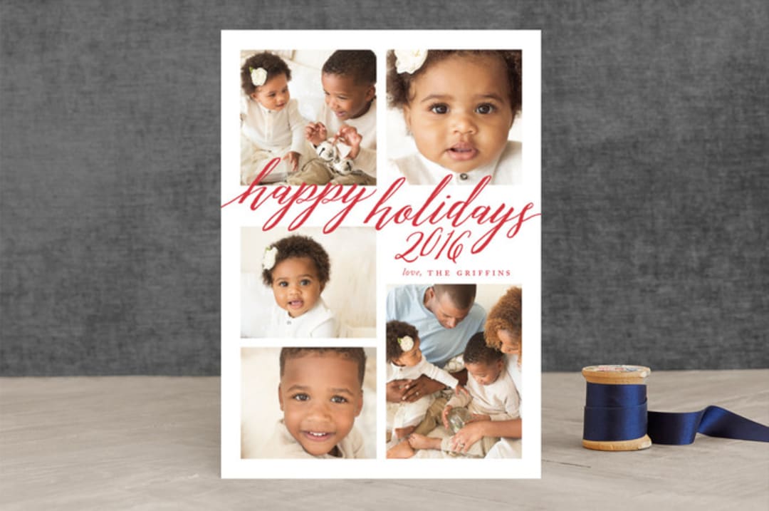 "Elegant Wishes" - Retired Holiday Cards in Pomogranate by Alston Foster - Front