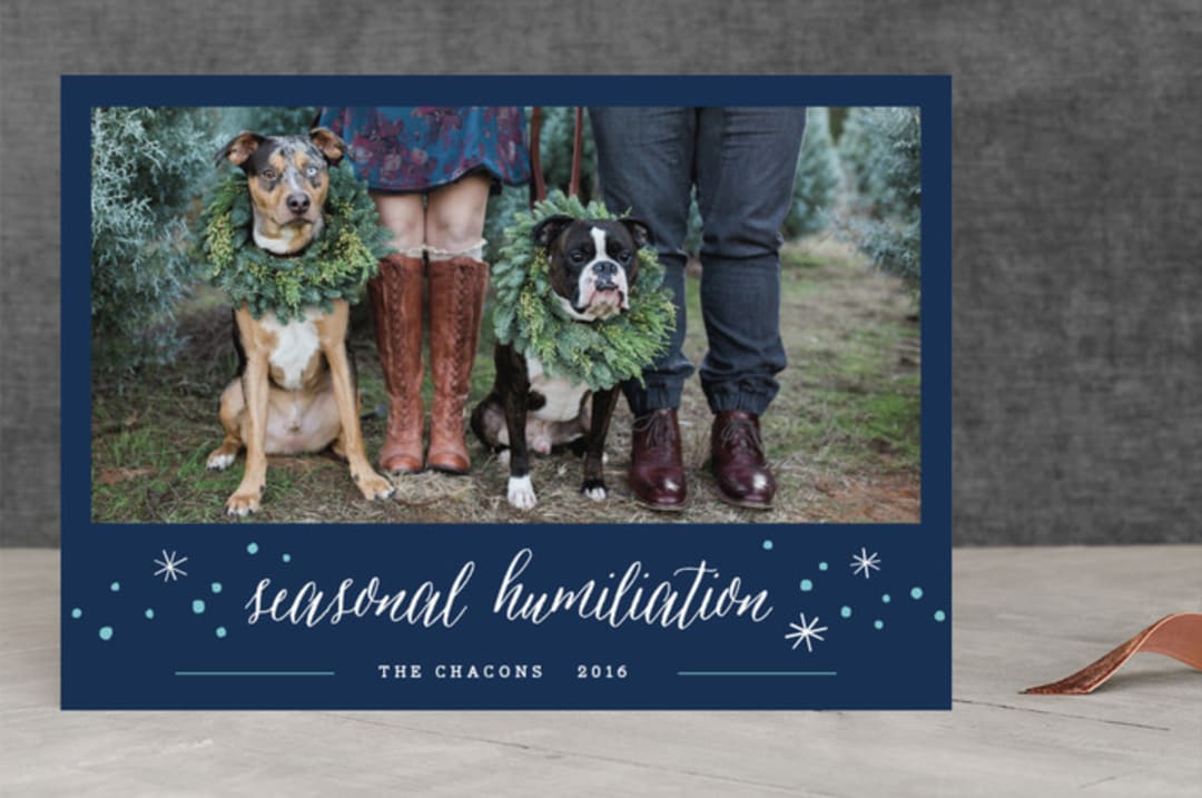 "Seasonal Humiliation" - Retired Holiday Cards in Midnight by Erin Deegan - Front