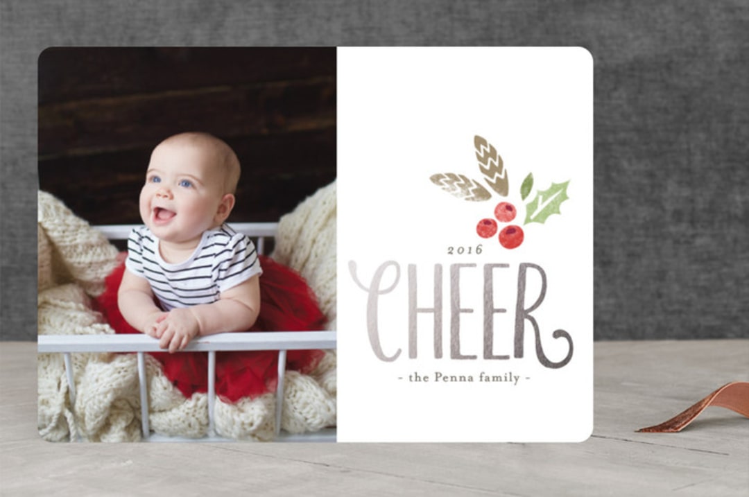 "Modern Cheer" - Retired Holiday Cards in Platinum by Griffinbell Paper Co. - Front
