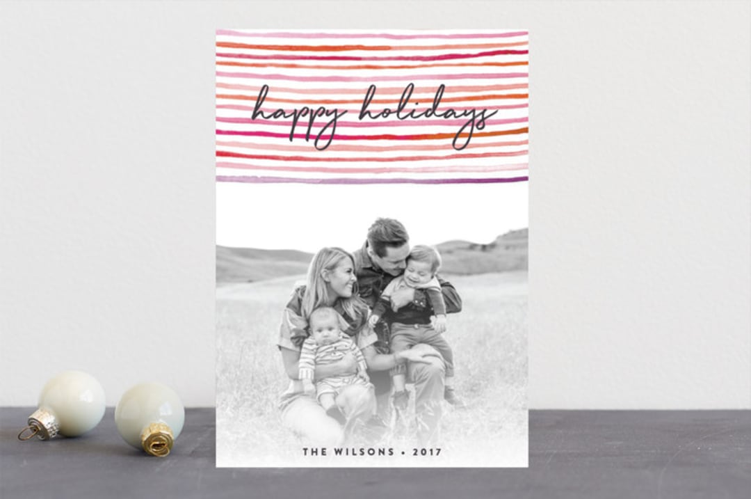 "happy stripes" - Retired Holiday Cards in Mixed Berry by Olivia Raufman - Front