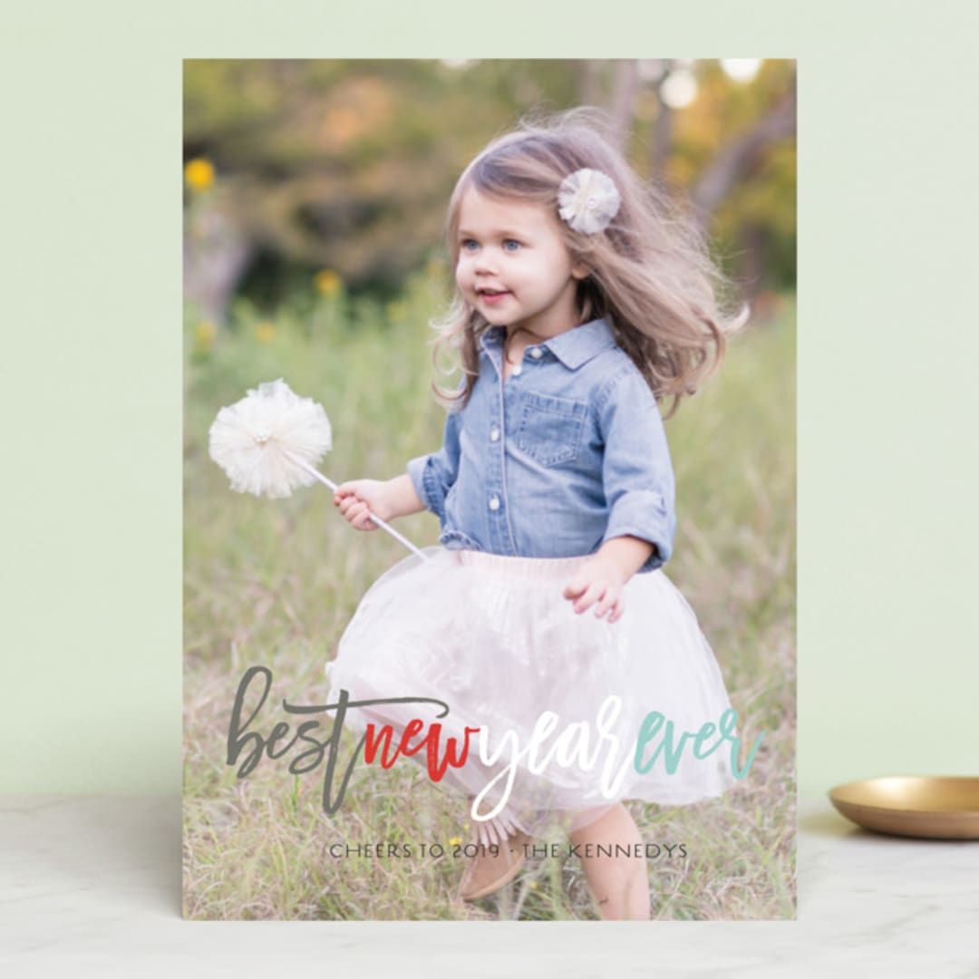"Colorful Joy Peace Love Hope" - Retired Holiday Cards in Aqua Sky by fatfatin - Front