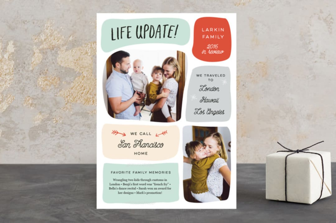 "Life Update" - Retired Holiday Cards in Mint by June Letters Studio - Front