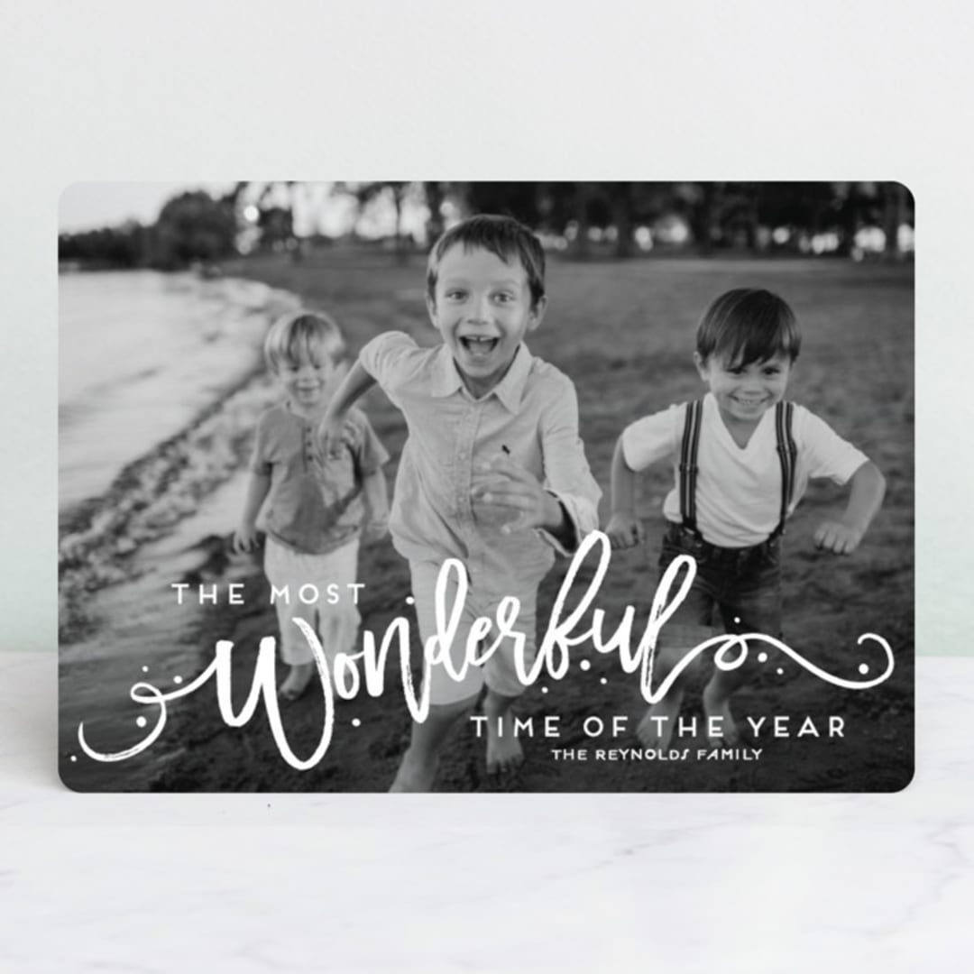 "The Most Wonderful" - Retired Holiday Cards in Snowflake by GeekInk Design - Front