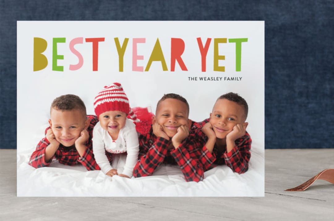 "Best Year" - Retired Holiday Cards in Multi Color Pink by chica design - Front