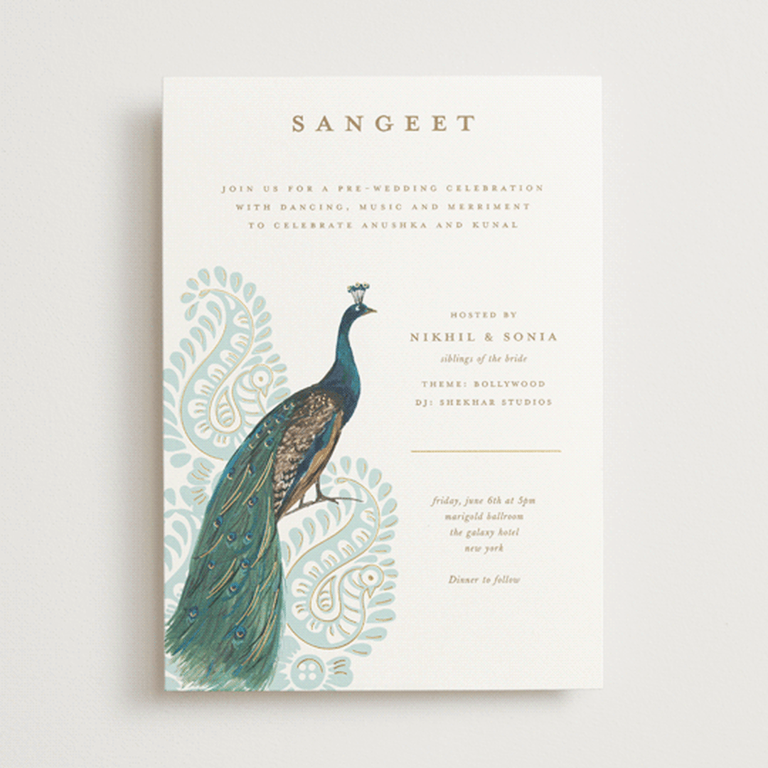 "Royal Wedding" - Sangeet Invitations in Mint by Teju Reval - Front