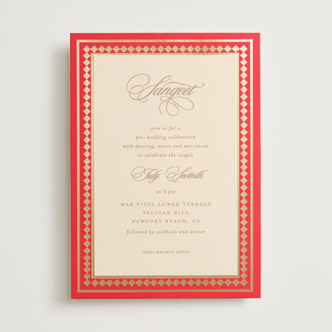 "Mandapam" - Sangeet Invitations in Carnation by Creo Study - Front