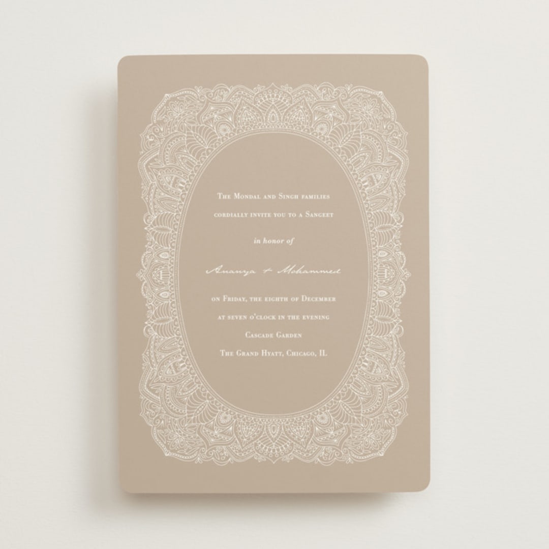 "Extravagant" - Sangeet Invitations in Natural by Jessie Steury - Front