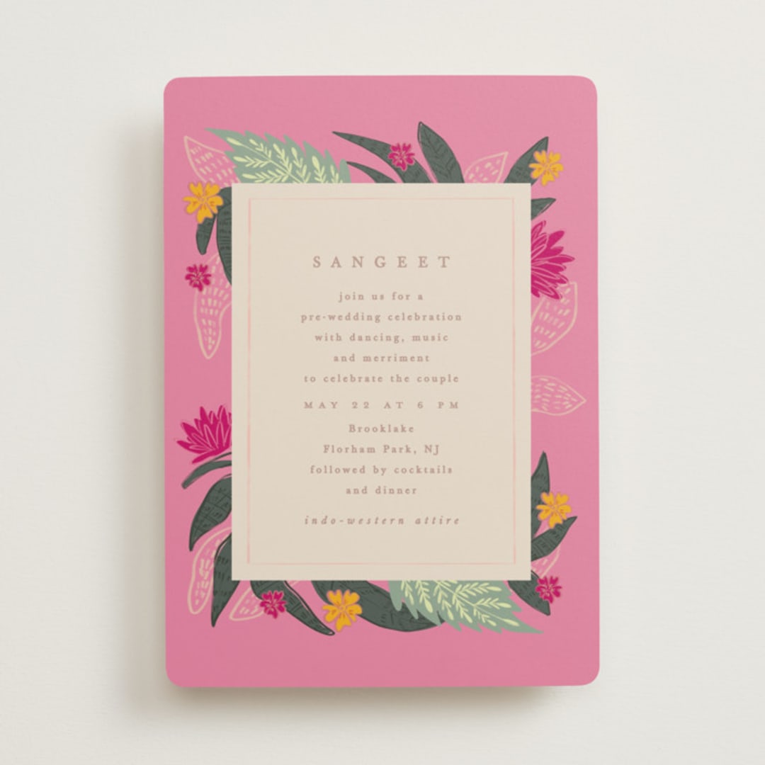 "Phool Bahar" - Sangeet Invitations in Patta by Creo Study - Front