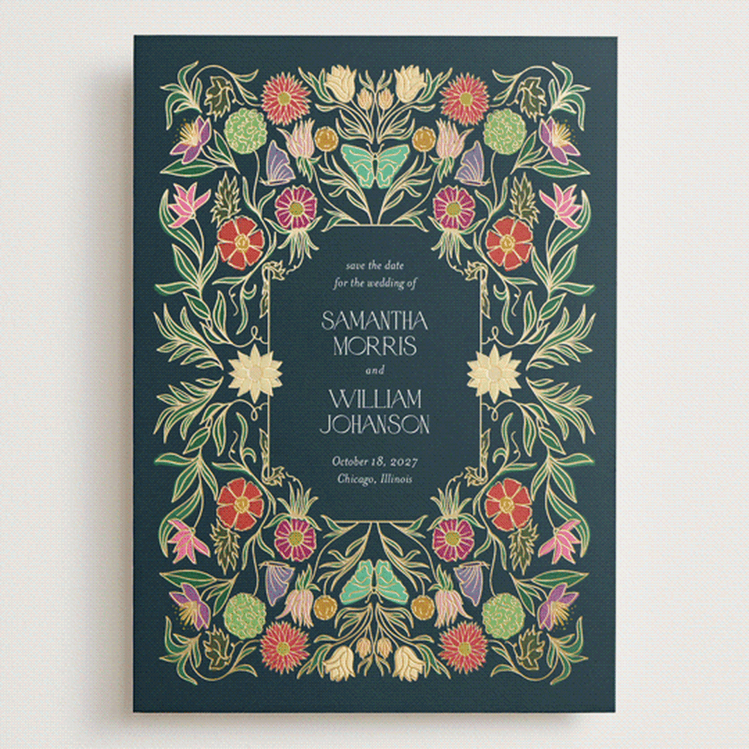"Gilded Tapestry" - Save the Dates in Midnight Garden by Simona Camp - Front