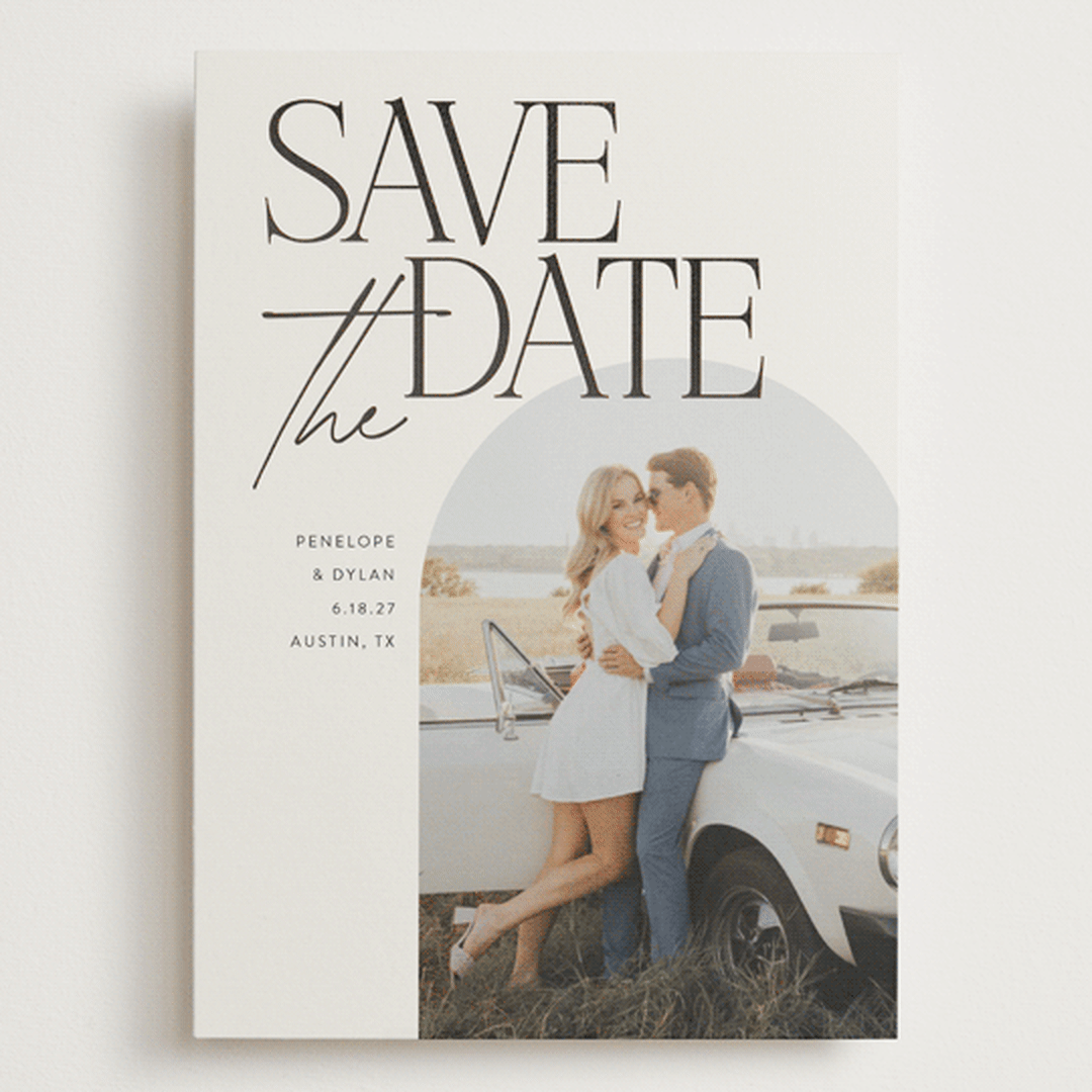 "Penelope" - Save the Dates in Ecru by Morgan Kendall - Front