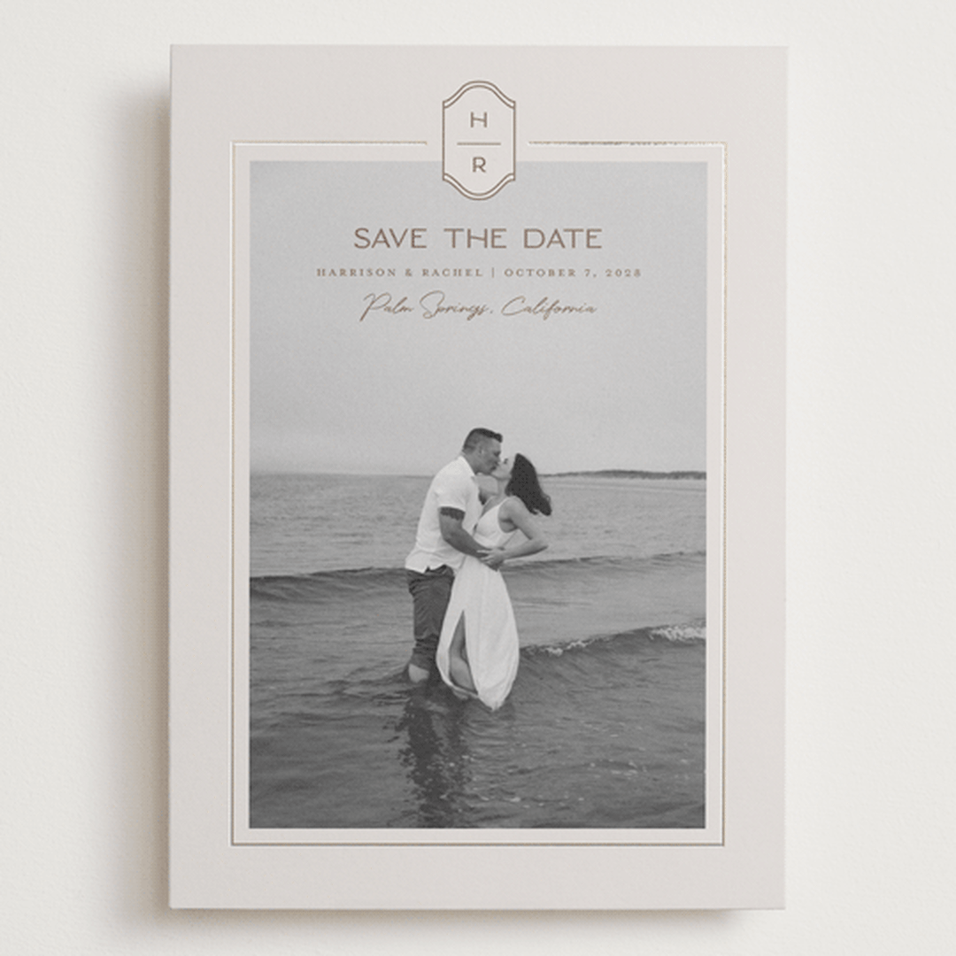 "Modern Monogram" - Save the Dates in Dove by Rachelle Clarke - Front