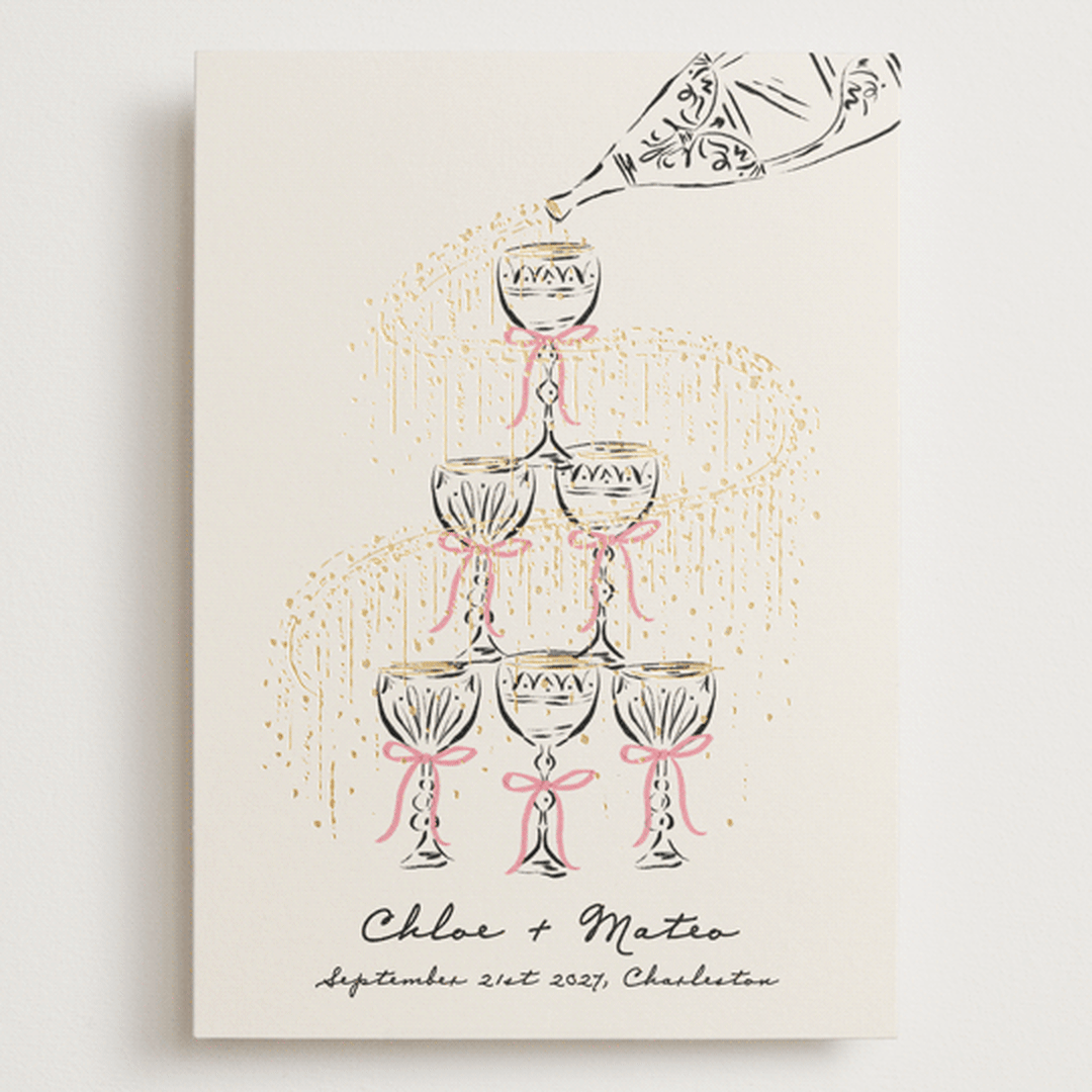 "Sparkling Champagne Tower" - Save the Dates in Petal by Jackie Crawford - Front