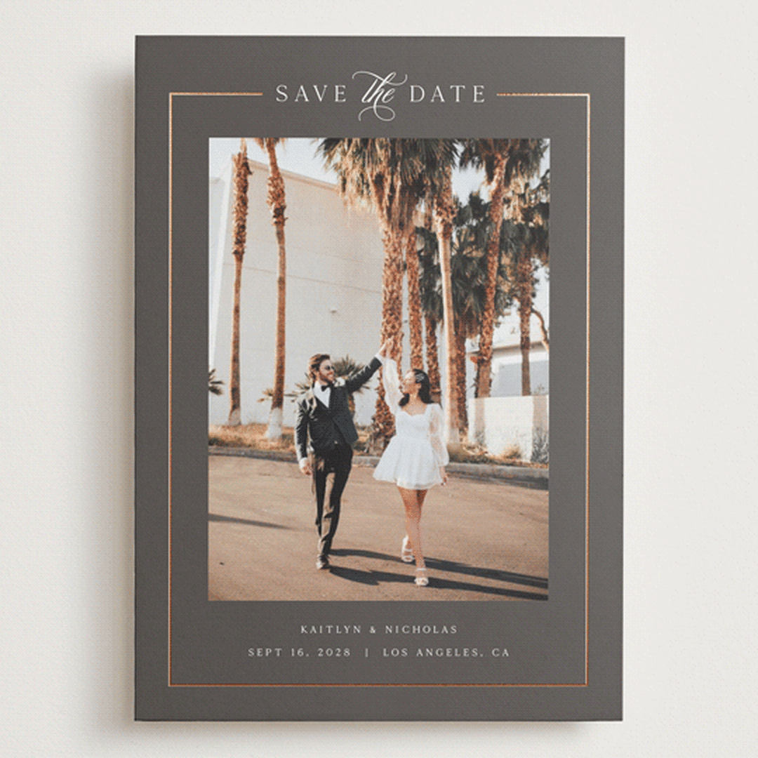 "Mulholland" - Save the Dates in Graphite by Melanie Kosuge - Front