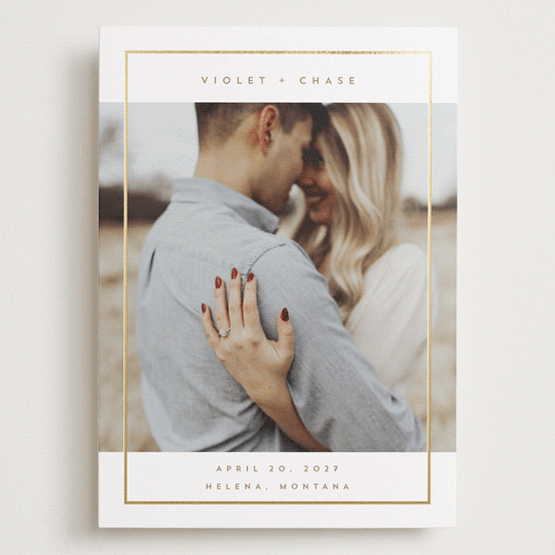 "Contempo Frame" - Save the Dates in Latte by Rebecca Durflinger - Front