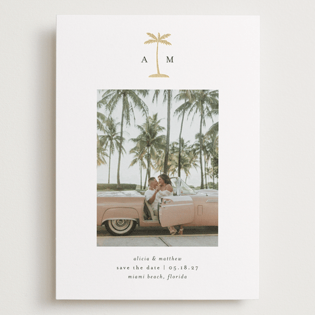 "Palm Tree" - Save the Dates in Coconut by Heather Schertzer - Front