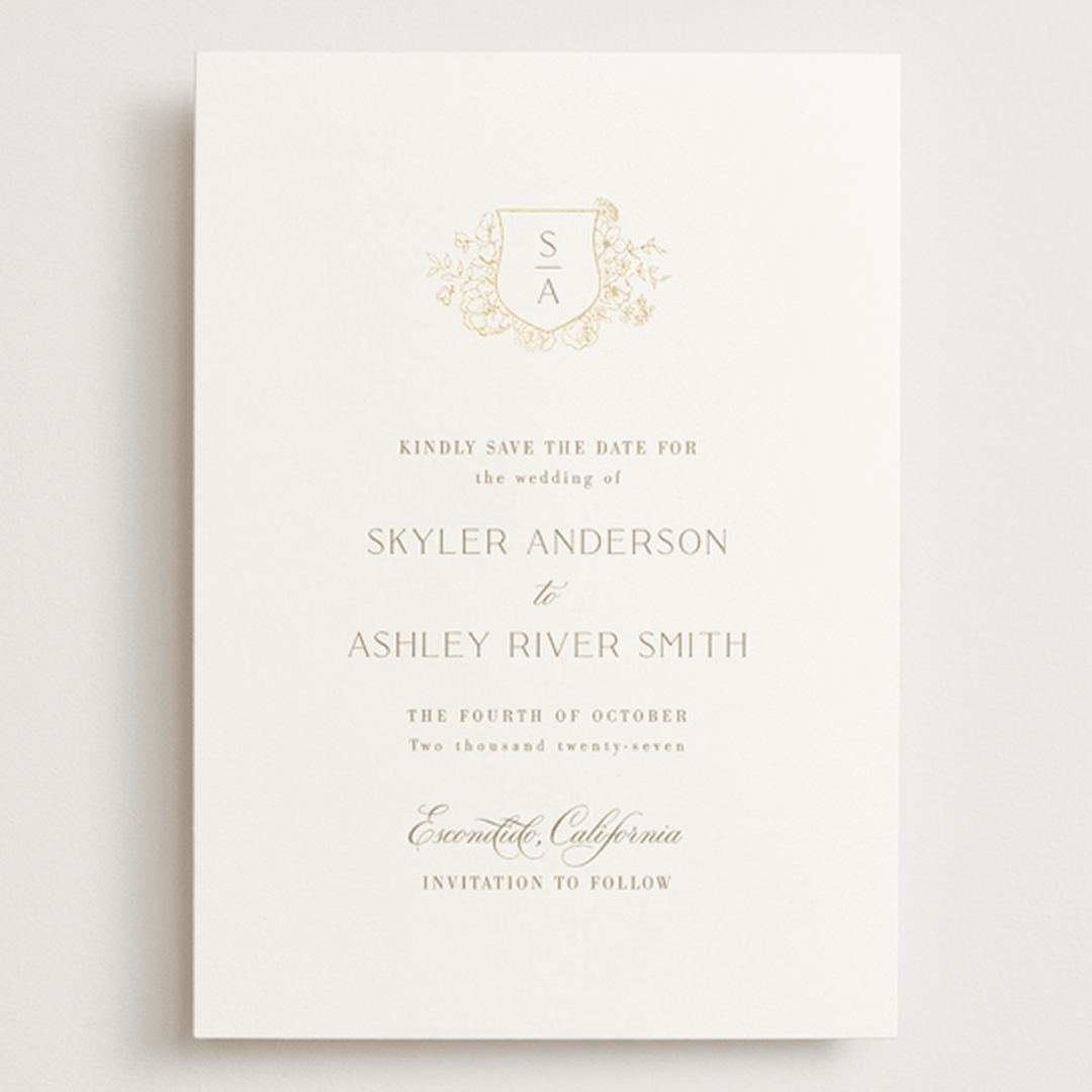 "floral crest" - Save the Dates in Champagne by Cass Loh - Front