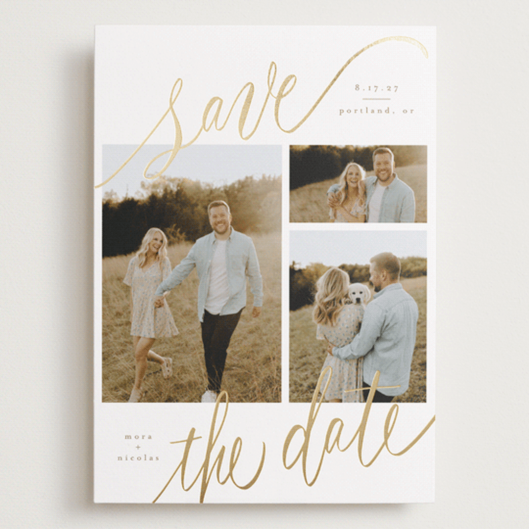 "tri-photo save the date" - Save the Dates in Veil by Elsa Duncan - Front