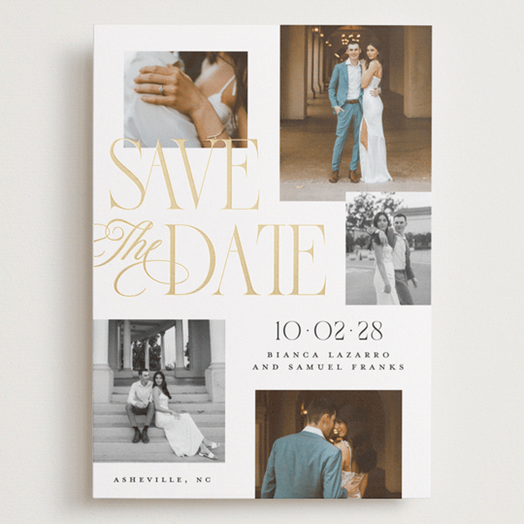 "Layered" - Save the Dates in Paperwhite by Laura Hankins - Front