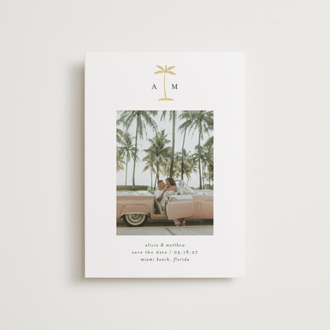 "Palm Tree" - Save the Dates in Coconut by Heather Schertzer - Front