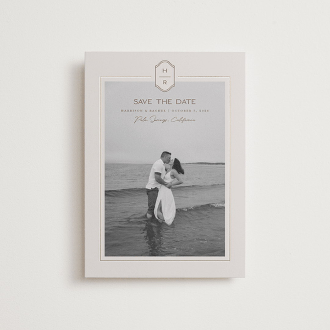 "Modern Monogram" - Save the Dates in Dove by Rachelle Clarke - Front
