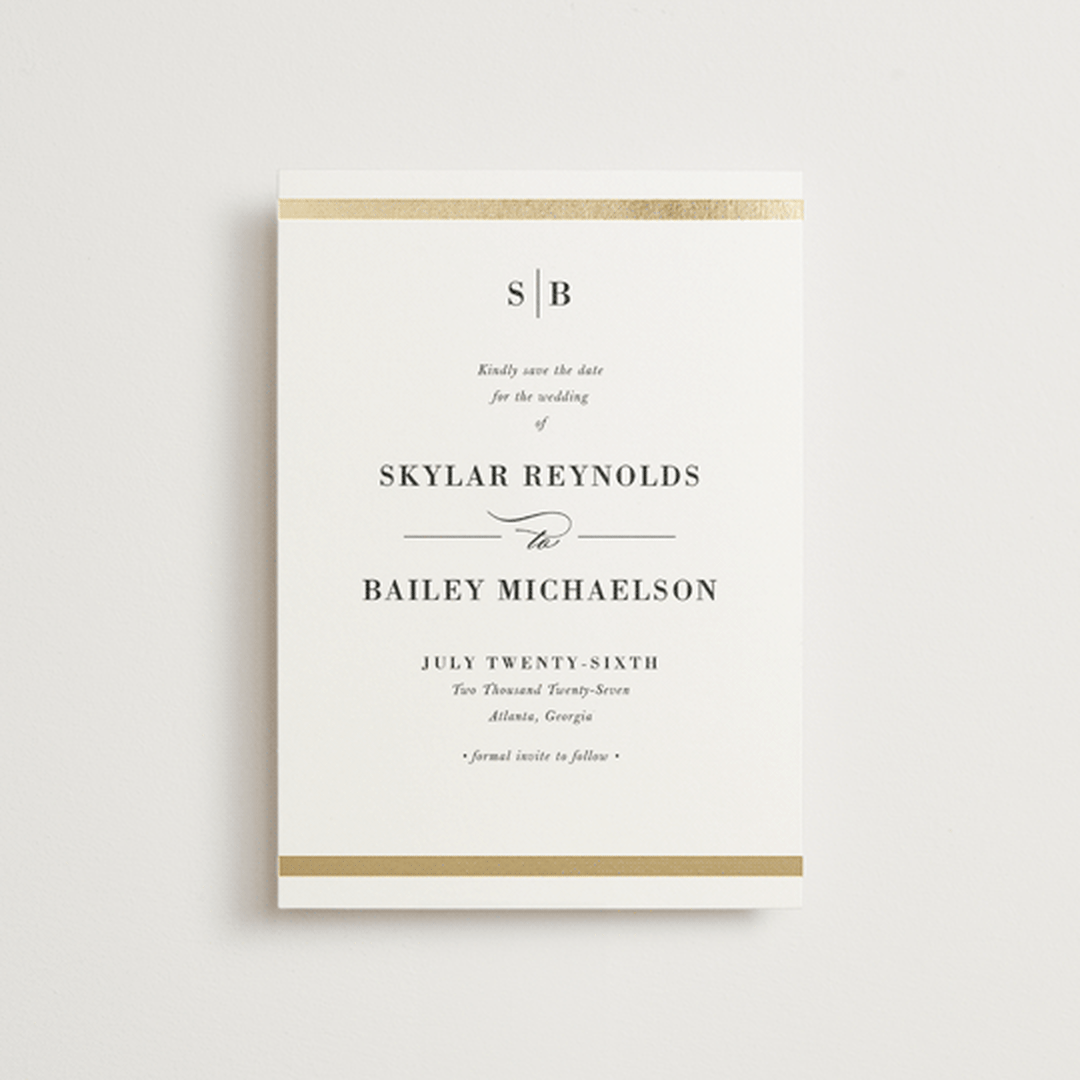 "Classic Monogram" - Save the Dates in Powder by Stacey Meacham - Front