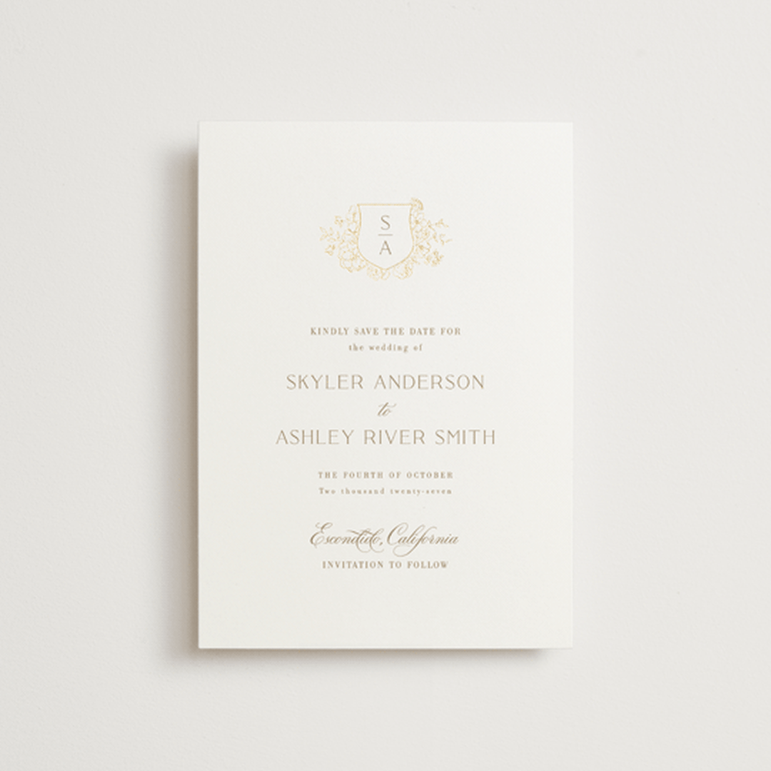 "floral crest" - Save the Dates in Champagne by Cass Loh - Front