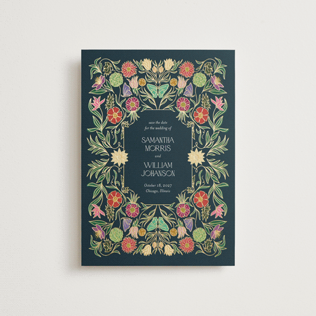 "Gilded Tapestry" - Save the Dates in Midnight Garden by Simona Camp - Front