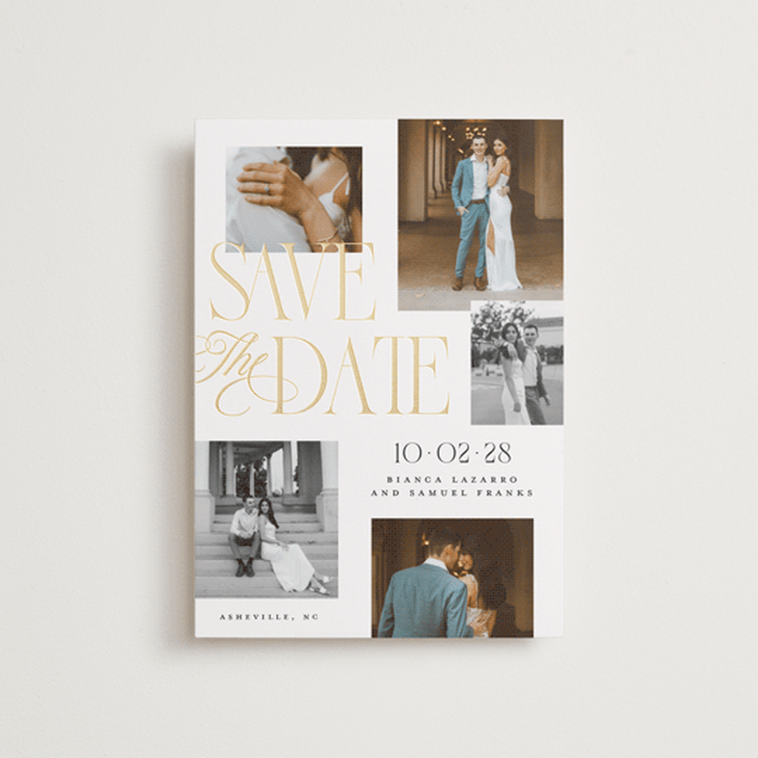 "Layered" - Save the Dates in Paperwhite by Laura Hankins - Front