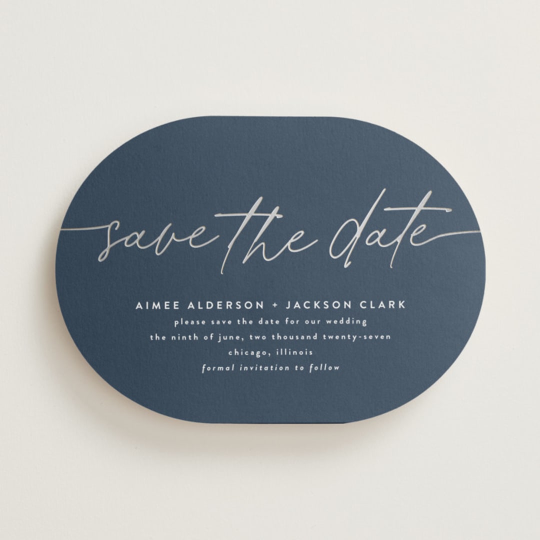 "At Last" - Save the Dates in Navy by Susan Asbill - Front
