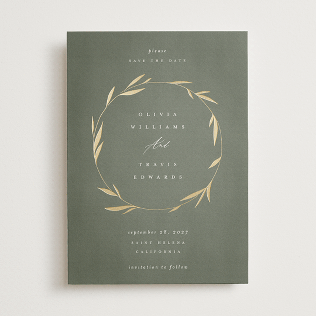 "Minimal Circle" - Save the Dates in Moss by Kelly Schmidt - Front