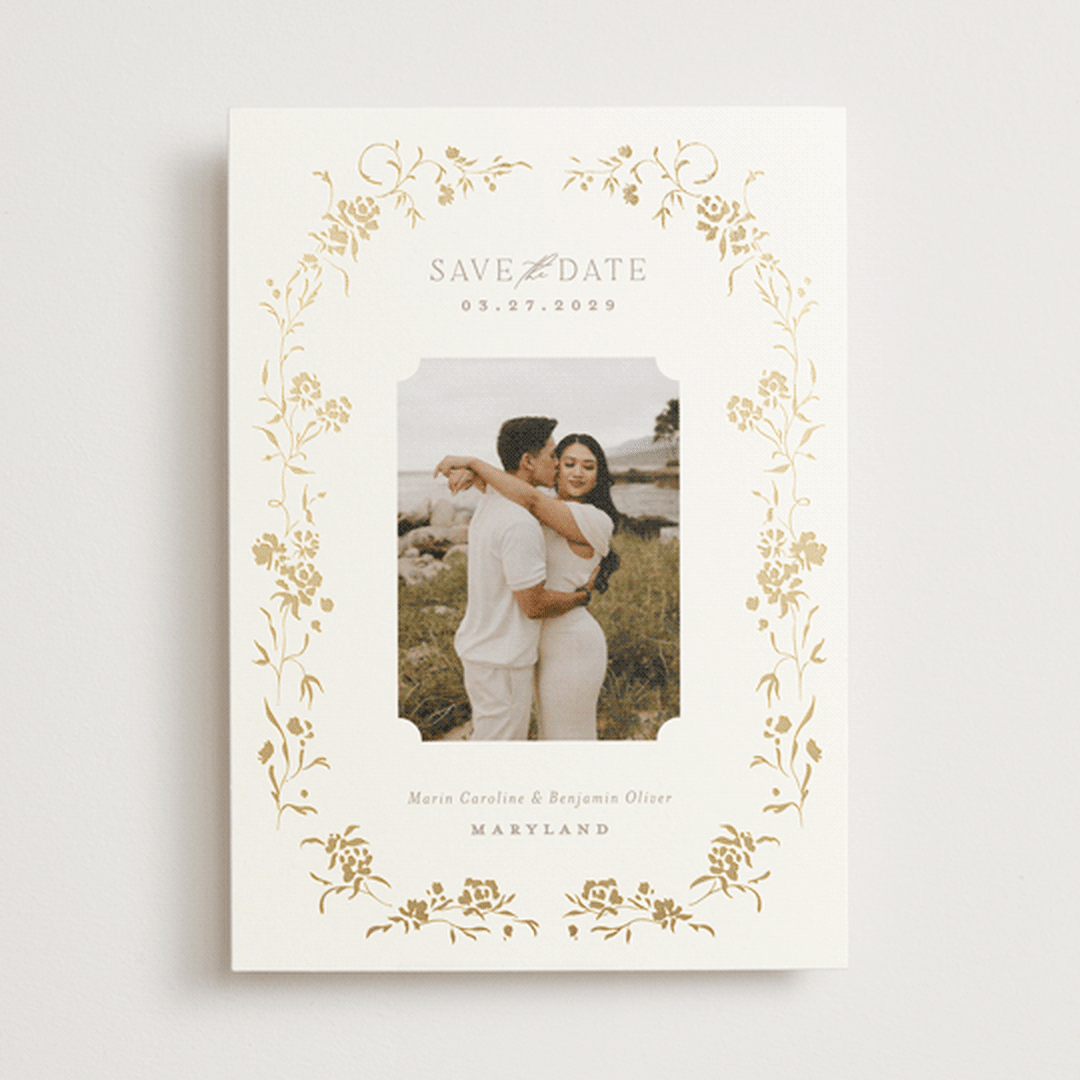 "Victorian Trellis" - Save the Dates in Gold Summer by Erin L. Wilson - Front