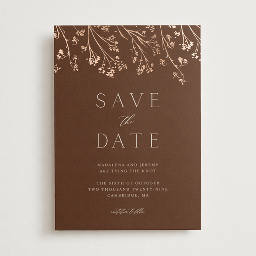 "Shining Florals" - Save the Dates in Mahogany by frau brandt - Front