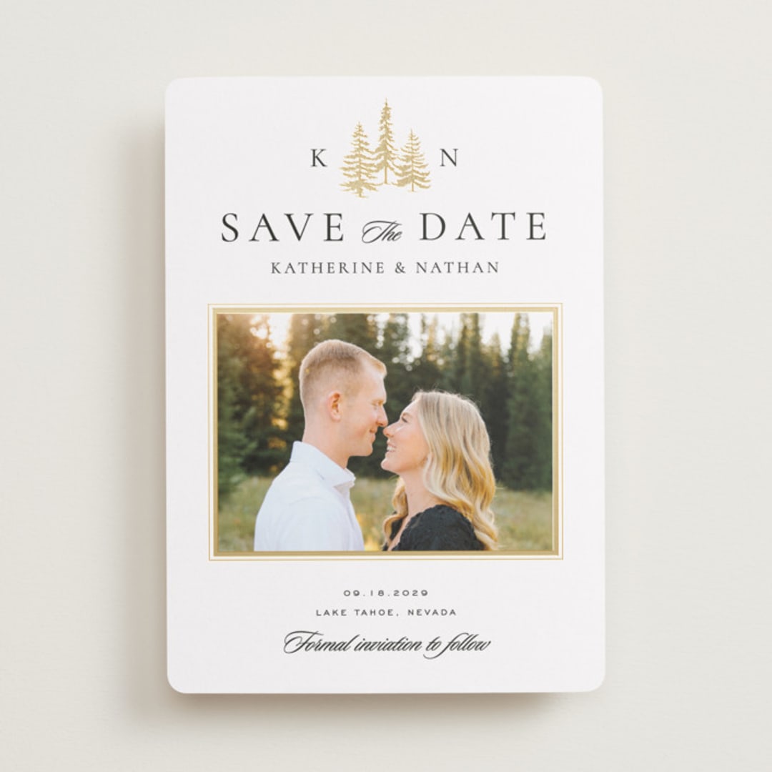 "Gilded Forest" - Save the Dates in Snow by Stacy Maalouf - Front