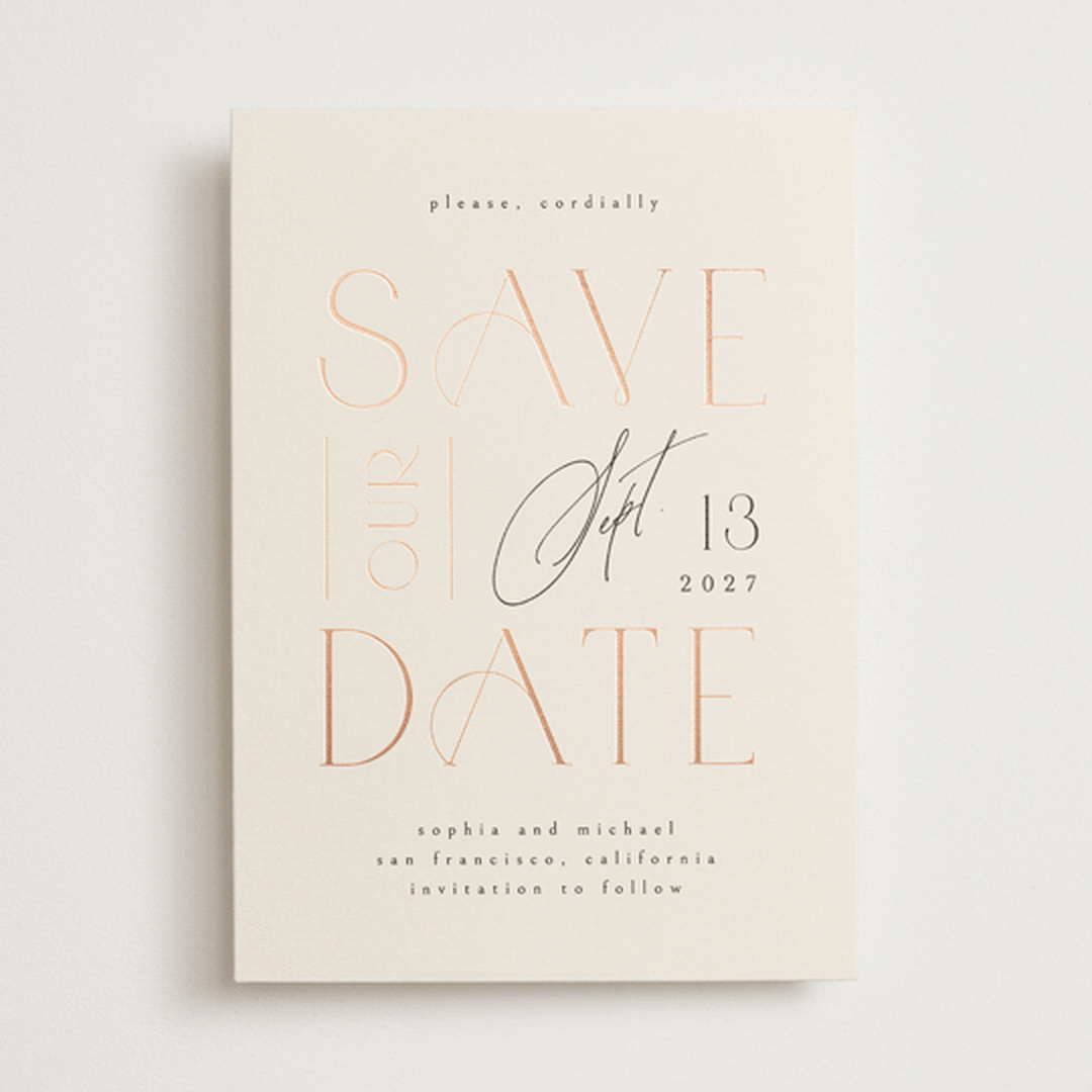 "Cordially" - Save the Dates in Cream by Ana de Sousa - Front