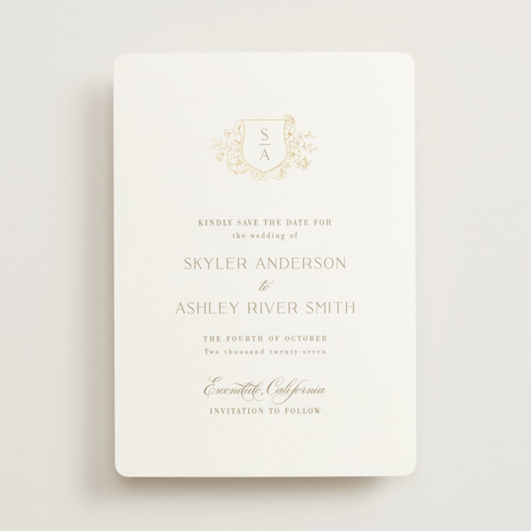 "floral crest" - Save the Dates in Champagne by Cass Loh - Front