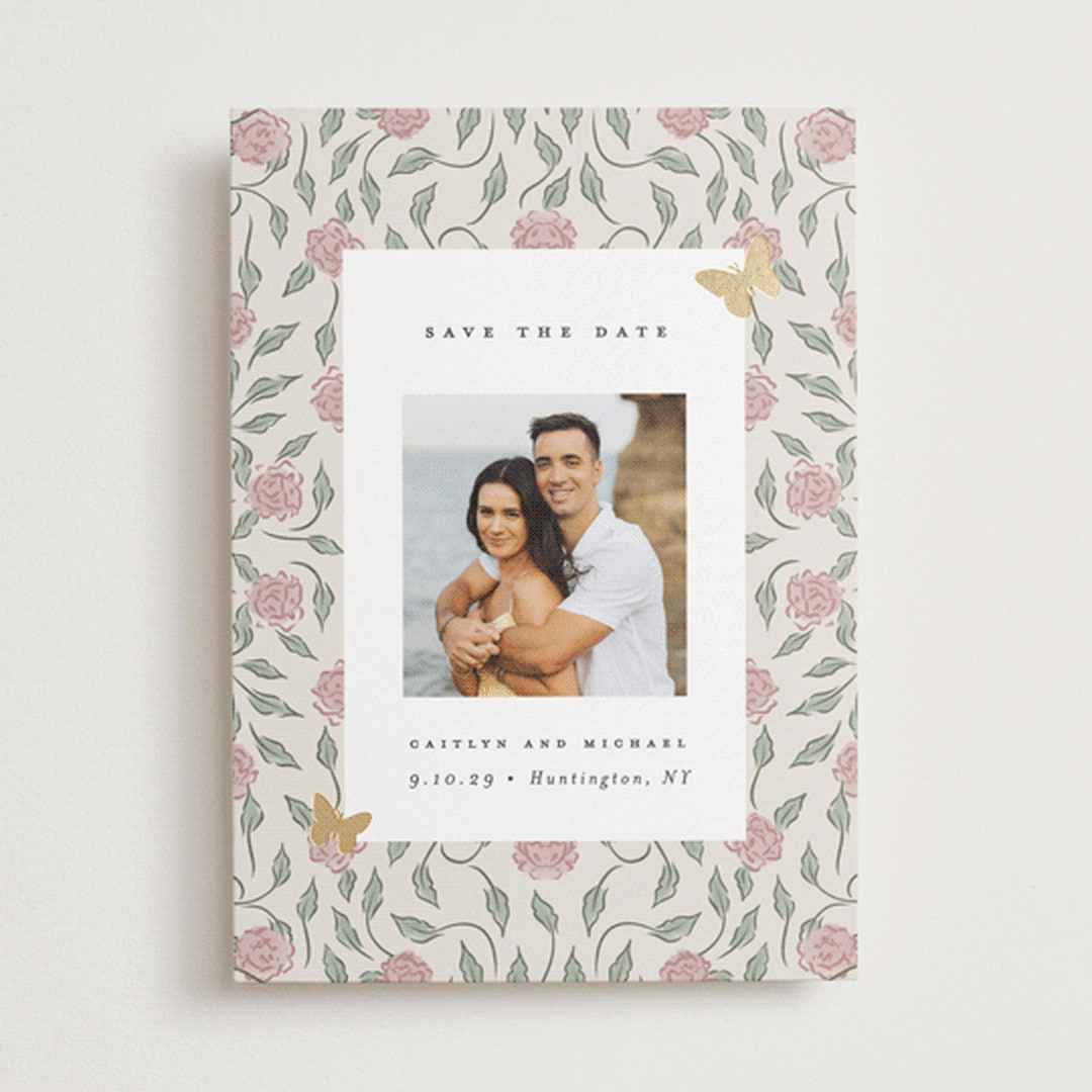 "dancing in the garden" - Save the Dates in Blush by Grae - Front