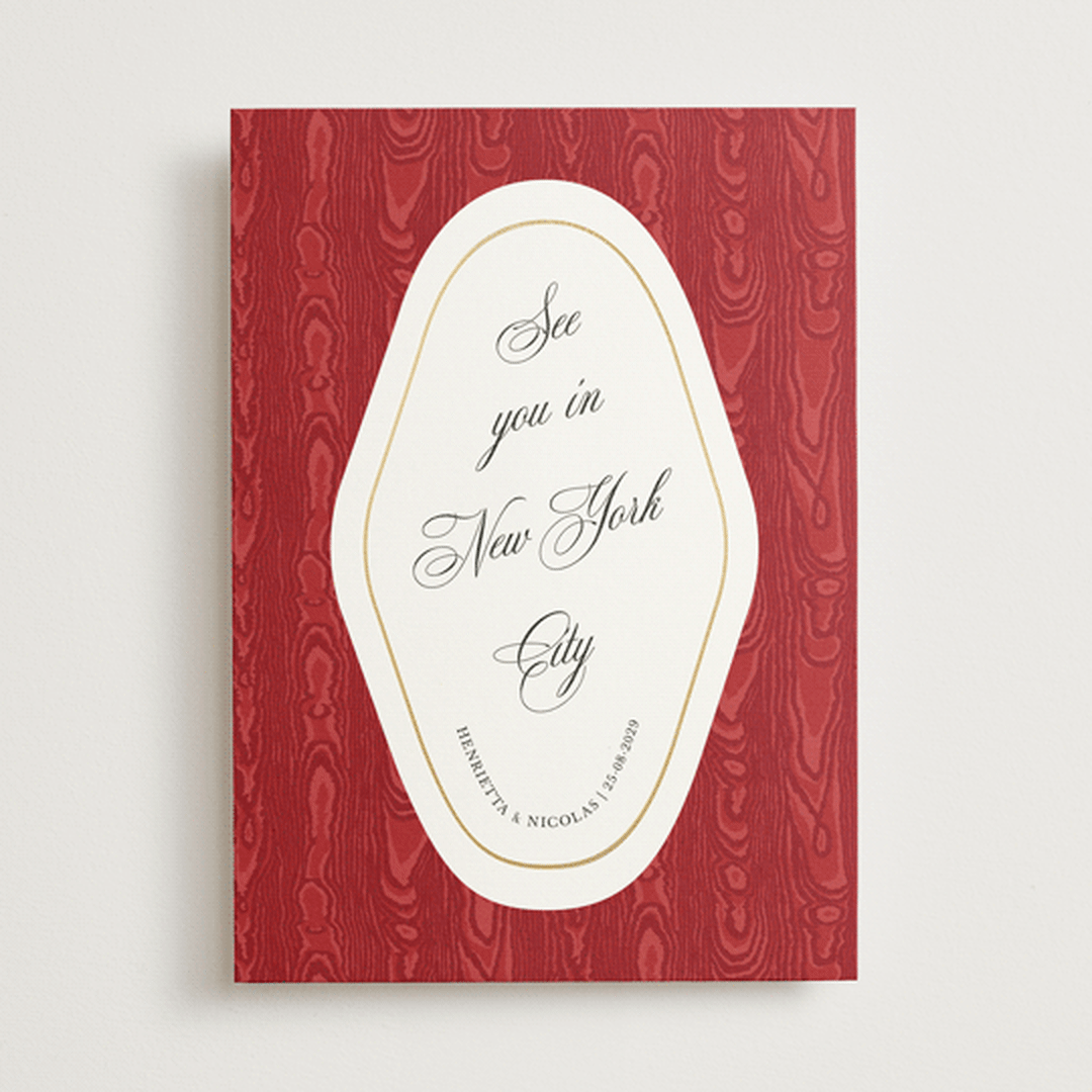 "Moiré" - Save the Dates in Crimson by Studio Suku - Front