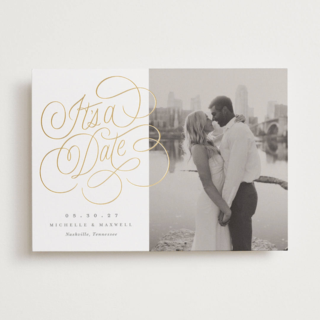 "Ecriture" - Save the Dates in Pearl by Kristen Smith - Front