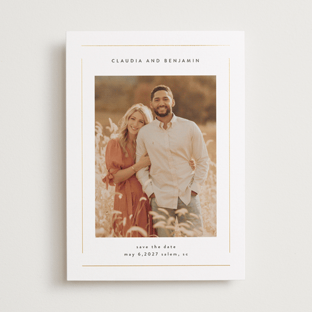 "elegant minimalism" - Save the Dates in Cotton by Stacey Meacham - Front