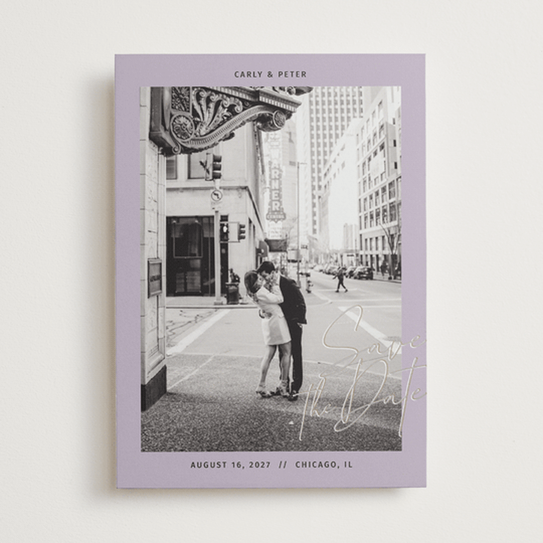 "metro" - Save the Dates in Lilac by Inkblot Design - Front