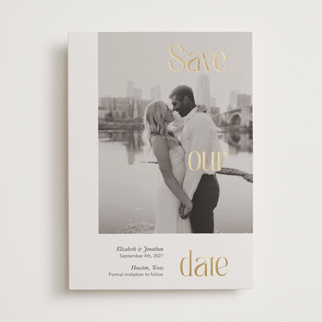 "Triple Gold" - Save the Dates in Titanium by Kristin Oliversen - Front