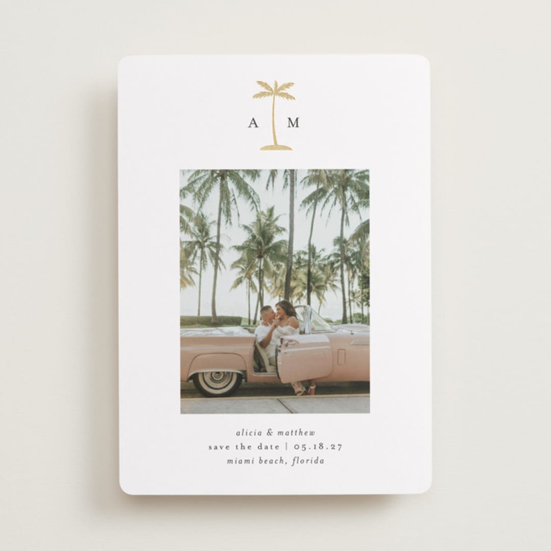 "Palm Tree" - Save the Dates in Coconut by Heather Schertzer - Front