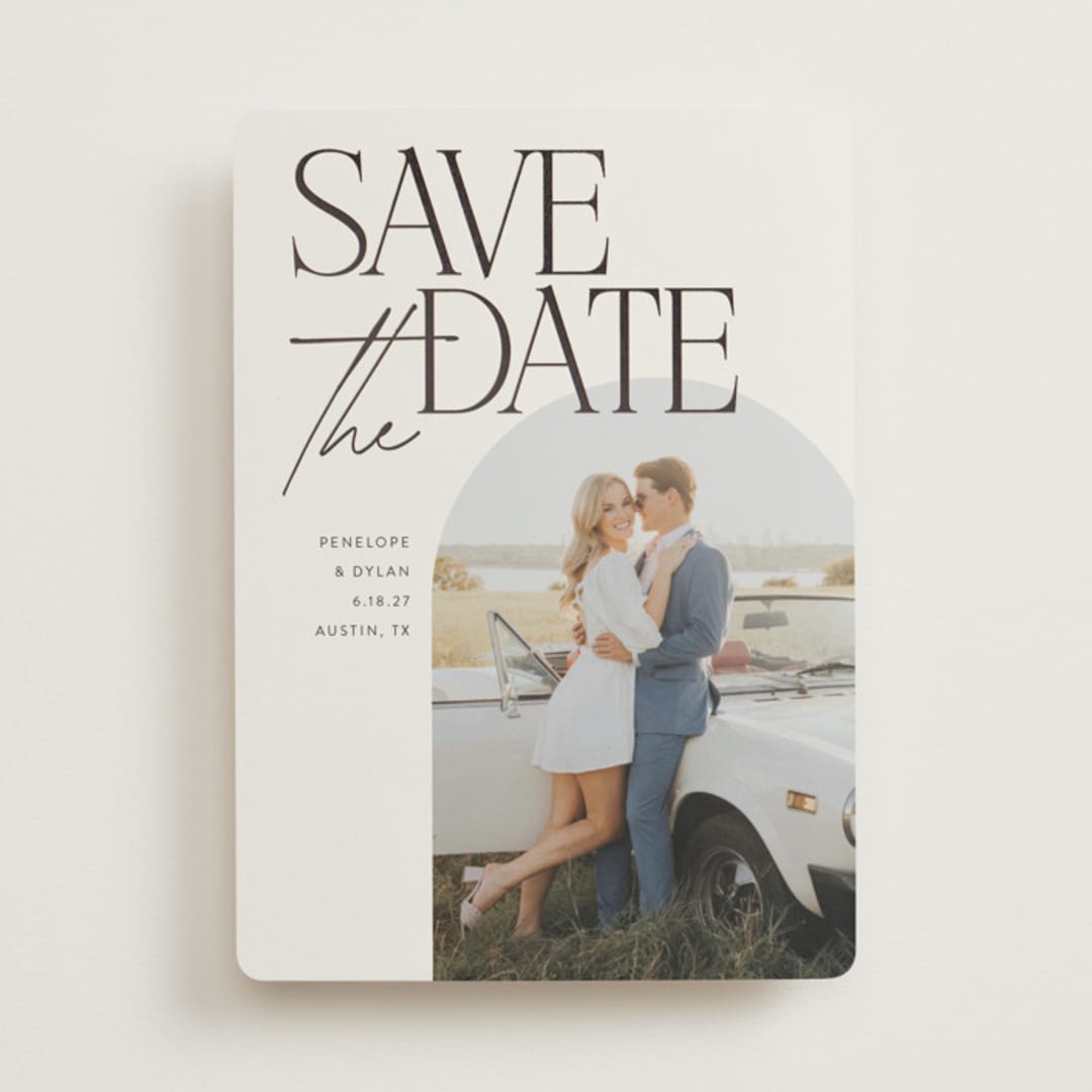 "Penelope" - Save the Dates in Ecru by Morgan Kendall - Front