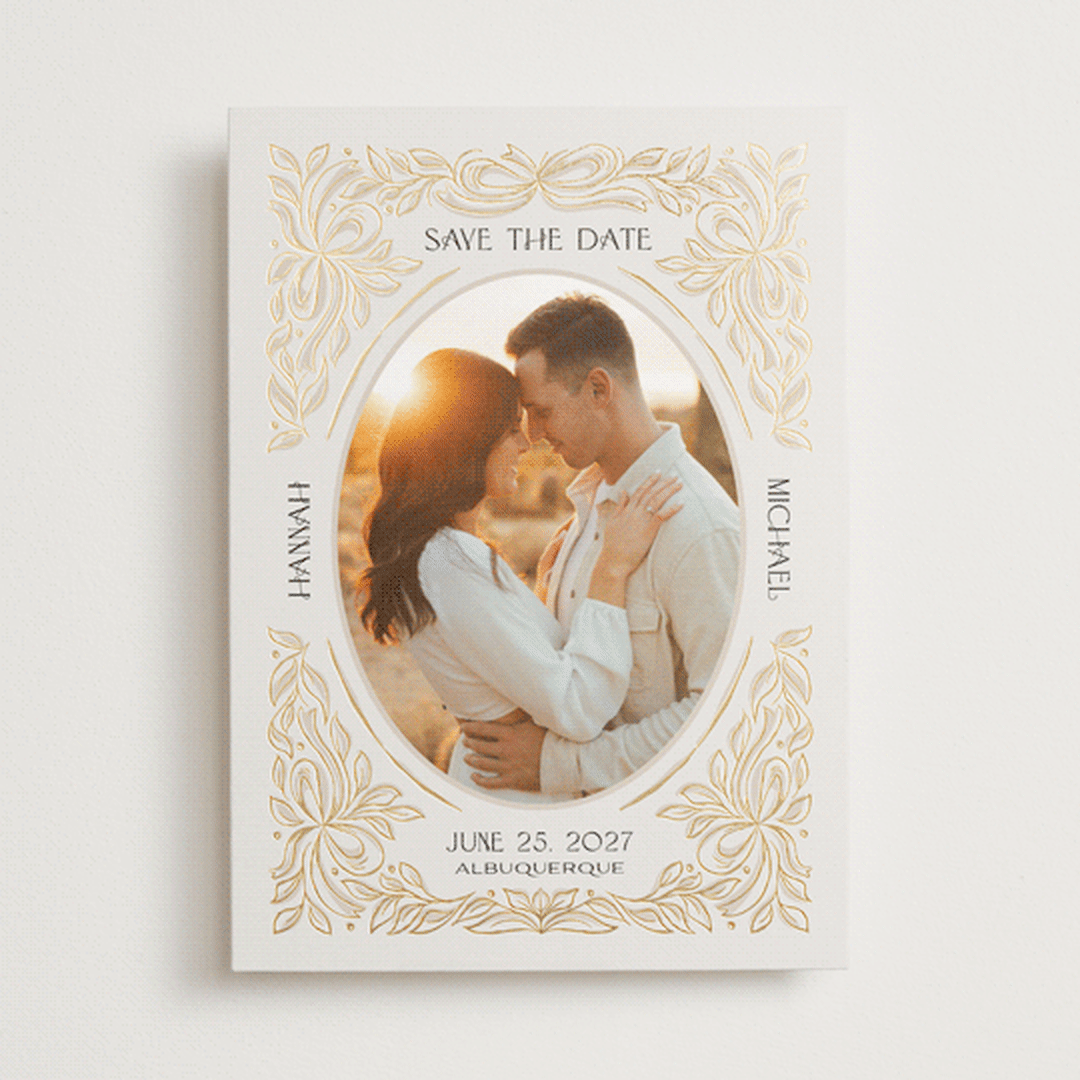 "Cameo" - Save the Dates in Cream by Paper Sun Studio - Front