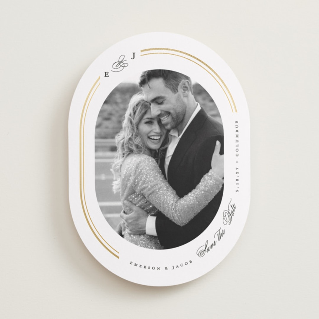 "Framed Oval" - Save the Dates in Opal by Emily Betts - Front