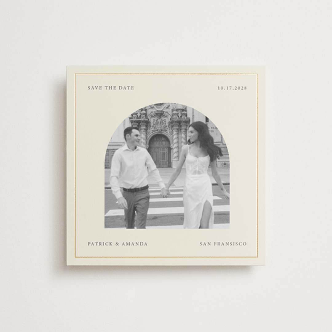 "Arch in A Square" - Save the Dates in Ivory by Kartika Paramita - Front