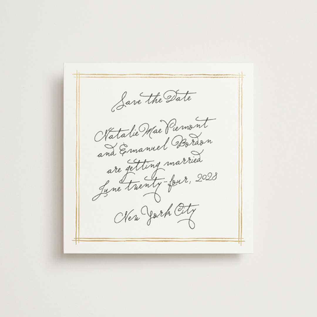 "Justine" - Save the Dates in Nero by Pati Cascino - Front