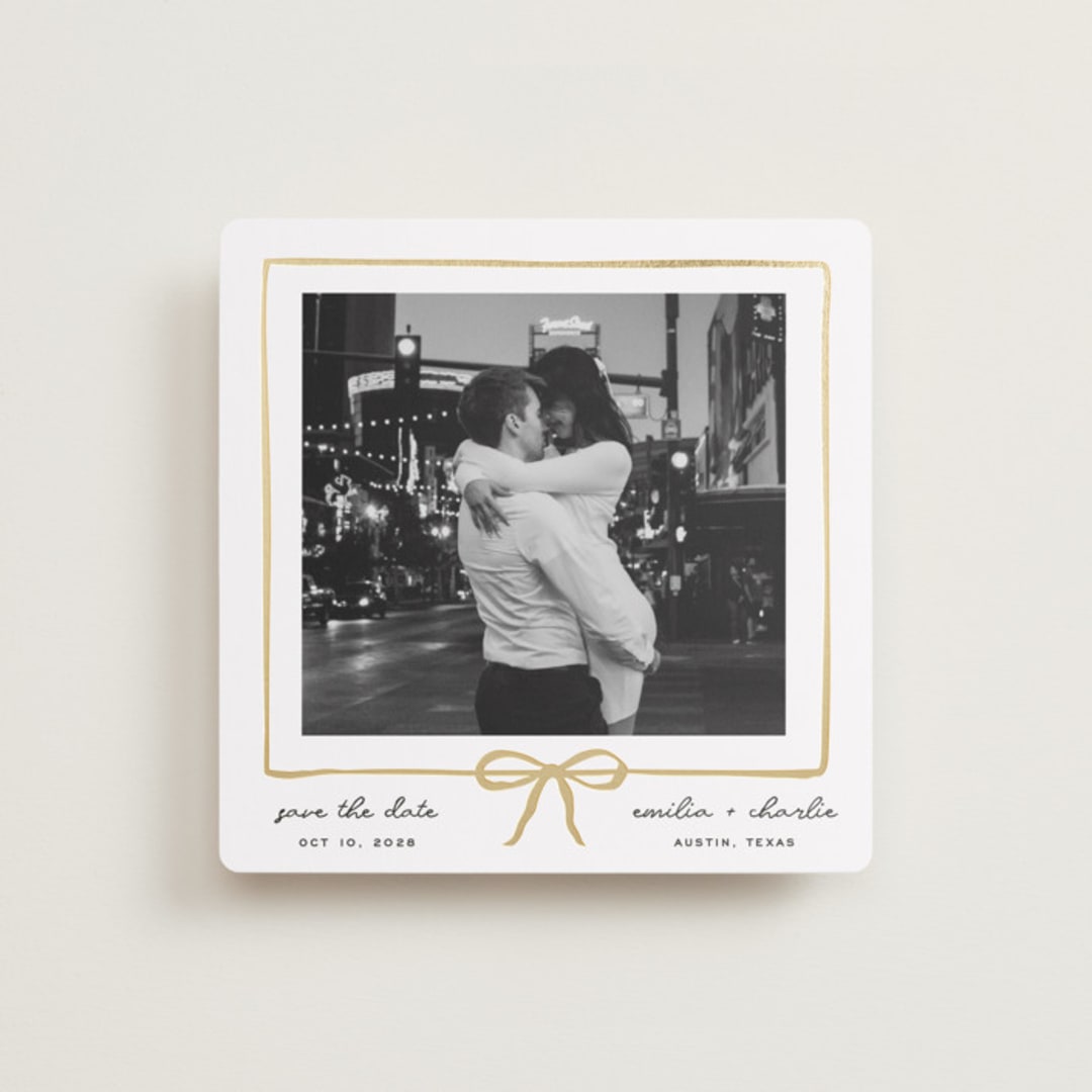 "lil bow" - Save the Dates in Linen by Jennifer Lew - Front