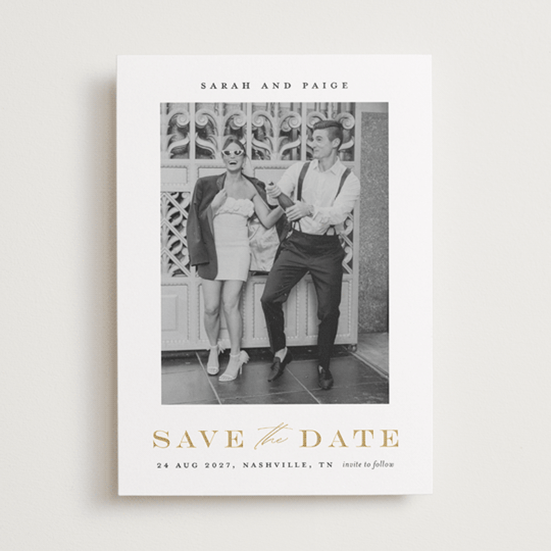 "Classic Charm" - Save the Dates in Midnight by Stacey Meacham - Front