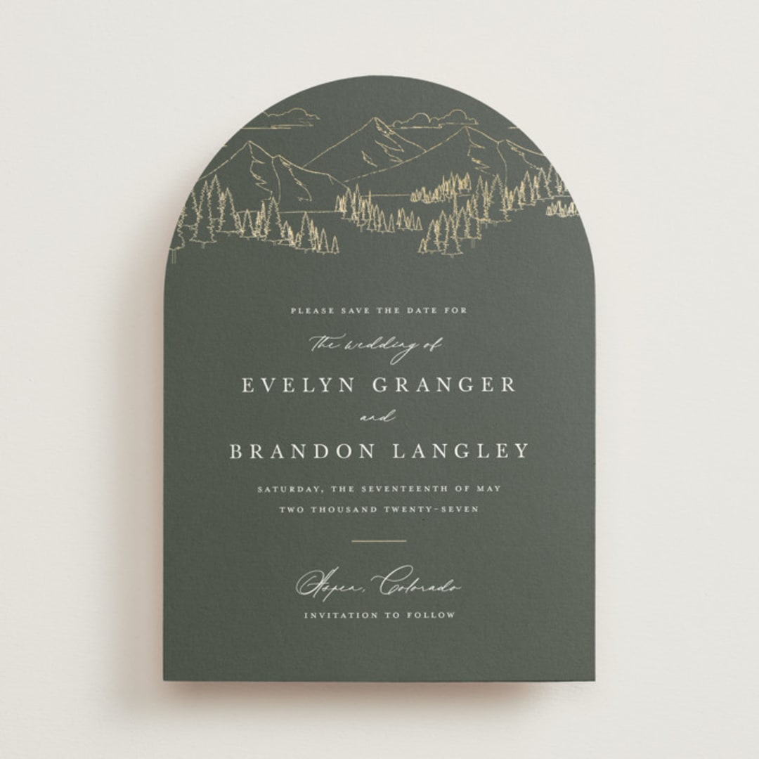 "Peaks" - Save the Dates in Hunter by Sarah Brown - Front